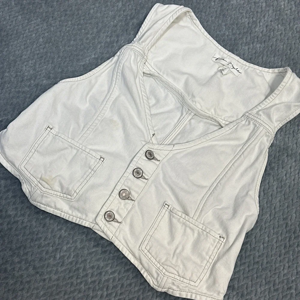 Free People Vest Women's Large Ivory Country Concert Festival Cropped *read* - Picture 1 of 12